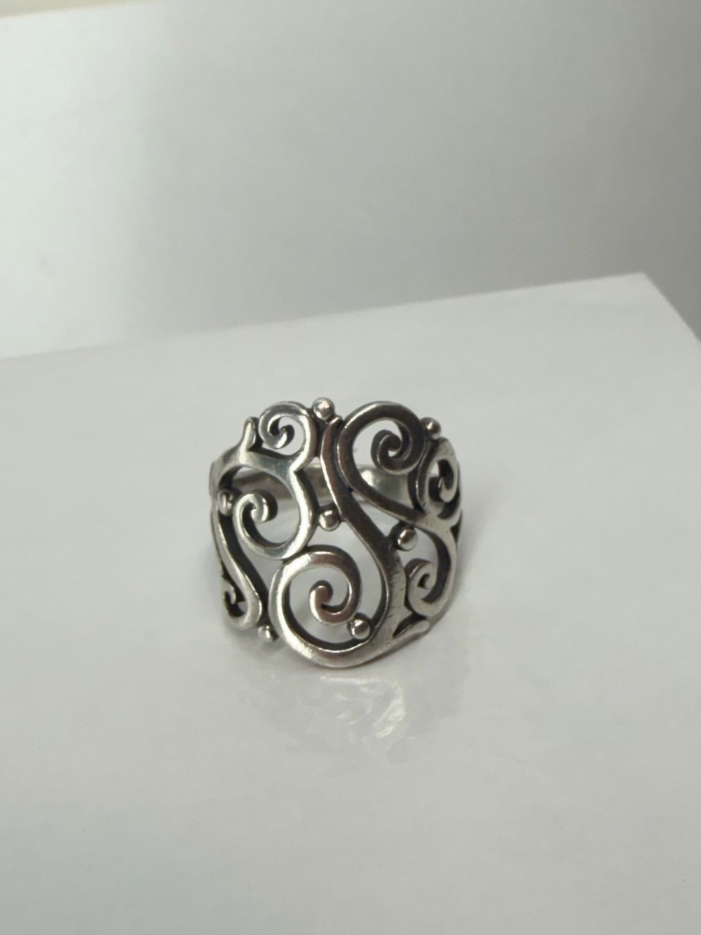 Retired James Avery Silver Swirl Filigree Statement Ring sz 9